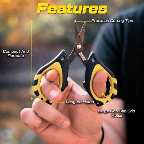Beyond Fishing - 4.5¡± Fishing Scissors for Braided Line, Stainless Steel with Serrated Blades, Non Slip Grip, Large Finger Holes Fishing Line Cutter