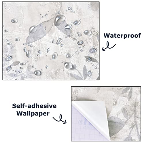 GaliGali Peel and Stick Wallpaper, Grey Floral Wall Paper, Self-Adhesive Wallpaper Peel and Stick Removable Vinyl Waterproof Contact Paper for Home Decor, 17.3" x 118", No.5198-3