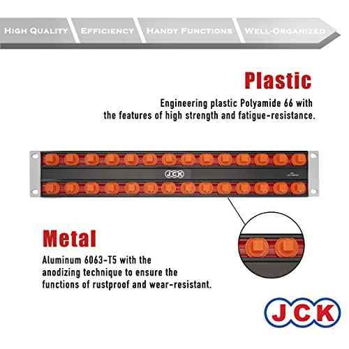 JCK Professional Quality AluminumSocket Organizer,Socket Boss 2-Rail 3/8-Inch-Drive Socket Organizer, 360 degree rotary stud,sockets storage,storage,drawer,holds 28 sockets