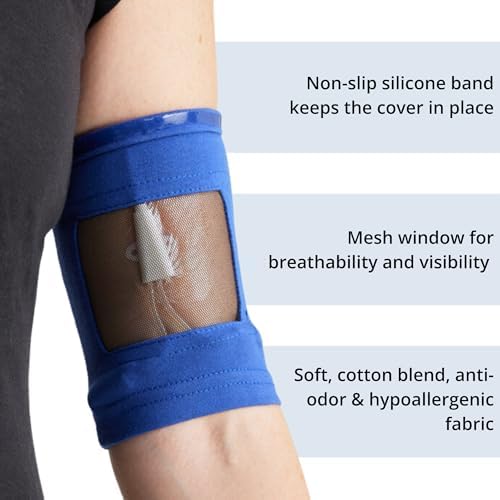 Care+Wear PICC Line Cover – Ultra-Grip PICC Line Sleeve for Upper or Lower Arm with Mesh Viewing Window, Provides Improved Comfort and Security for PICC Line Coverage