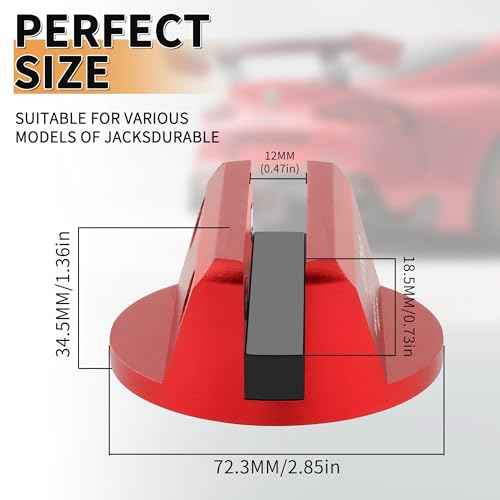 4Pcs Universal Aluminum Grooved Magnetic Jack Pad, Jacking Puck Pinch Weld Frame Rail Adapter, for Car SUV Truck Pickup Sedan MPV Wagon, Change Tire Repair Tires Oil Change Must Have-Red