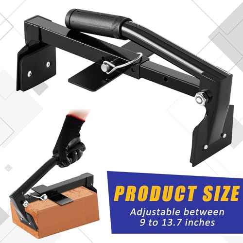 Adjustable Heavy Duty Brick Tongs Set Heavy Duty Block Tongs with Rubber Pad Handle and Work Gloves Adjustable 9-13.7 Inches Paver Claw for Bricks Lifting Carrying
