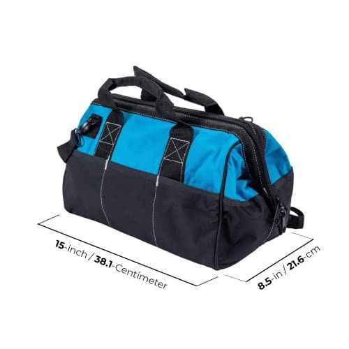 OX TOOLS Pro 15-Inch Wide Mouth Nylon Tool Storage Bag | PVC Nylon & Reinforced Stiching