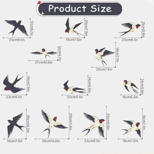 Flock of Birds Wall Decal Removable DIY Flying Sparrow Birds Wall Stickers Peel and Stick Wall Sticker Art Decor for Living Room Bedroom Playroom Office Classroom Window Decorations