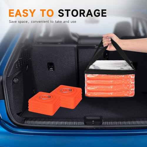 SHAREWIN Collapsible Traffic Safety Cones, [4 Pack] 28 Inch Orange Cones, Multi Purpose Pop-up Cones with Reflective Collar for Road Safety, Driving Training, Parking lot