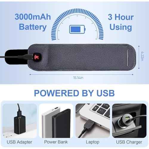 Aroma Season Heated Wrist Wrap, Carpal Tunnel Relief Heating Pad Cordless, Heating Wrist Hand Wrap Brace, De Quervain¡®s Tenosynovitis Brace 3000 mAh Rechargeable Battery (Gray)