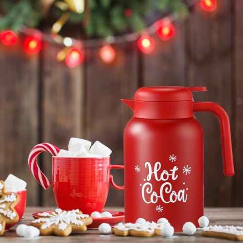 LemonRoad 2 Pcs 68 oz Hot Chocolate Dispenser Red Cocoa Drink Dispenser Christmas Cocoa bar Thermal Coffee Carafe for Hot Drinks Chocolate Tea Beverage for Party Supplies