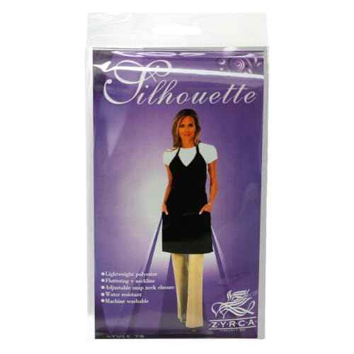 Betty Dain Silhouette Stylist Apron in Black for Salon Hairstylist and Professional Cosmetology Featuring a V-Neck Design | Water Resistant, Lightweight Polyester with Adjustable Snap-Closure