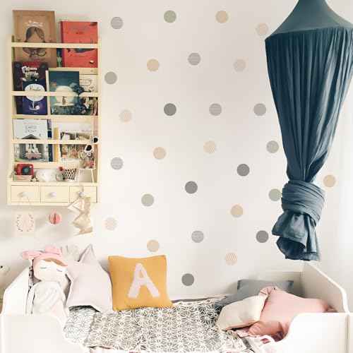 QUCHENG Boho Polka Dots Wall Decal Stickers Kids Toddler Bedroom Removable Circle Stickers Decor Nursery Livingroom Vinyl Waterproof Wall Decoration 6 Sheets