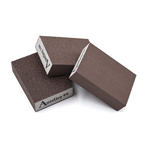 Sanding Sponge, Auerllcy 6 Pieces 60/80/100/120/180/220 Grit Sanding Blocks Assortment, Coarse/Medium/Fine. Washable and Reusable.
