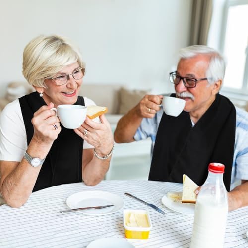 6 Pcs Adult Bibs Scarf for Eating Dignity Dining Protectors Scarf Bibs for Elderly Senior Citizens Washable(Black)