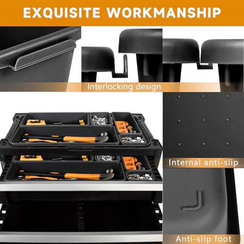 [60 PCS Upgraded] FLYVOLE Tool Box Organizer Tray, Toolbox Desk Drawer Organizer, Tool Box Tray, Toolbox Organization Storage for Rolling Tool Chest (60 PCS)