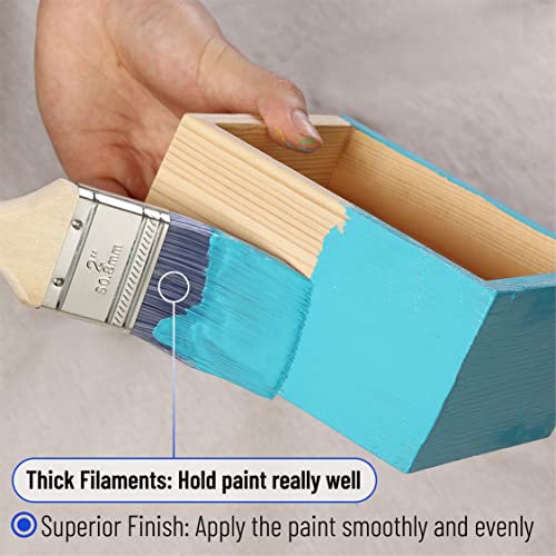 Bates 4 Pack Wood Handle Professional Wall Paint Brush Set - Trim & Sash Brushes