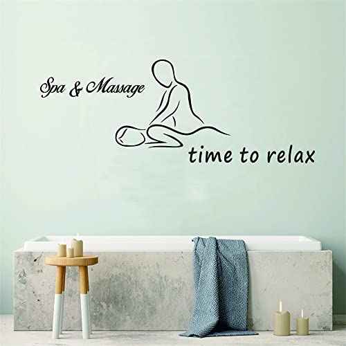 Time to Relax Wall Decal ? PVC Removable Vinyl Sticker for Spa, Massage Room, Sauna, Therapy Space, or Wellness Center ? Calming Word Art Decor ? Size: 36"x14" (Black-JWH329~Spa&Massage)