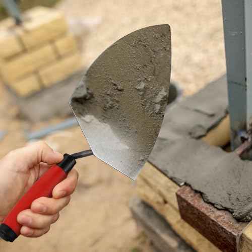 Lasnten 6 PCS Masonry Hand Tool Set 11" x 5-1/2" Philadelphia Brick Trowel 2 Pointing Trowel 5 x 2'' Margin 1/2" Tuck 5/8'' x 1/2'' Convex Brick Jointer Soft Grip Handle Concrete Towel Tool Finishing