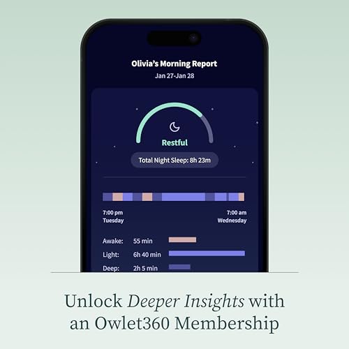 Owlet Dream Sock - Smart Baby Monitor View Heart Rate and Average Oxygen O2 as Sleep Quality Indicators. Wakings, Movement, and Sleep State. Digital Sleep Coach and Sleep Assist Prompts - Mint