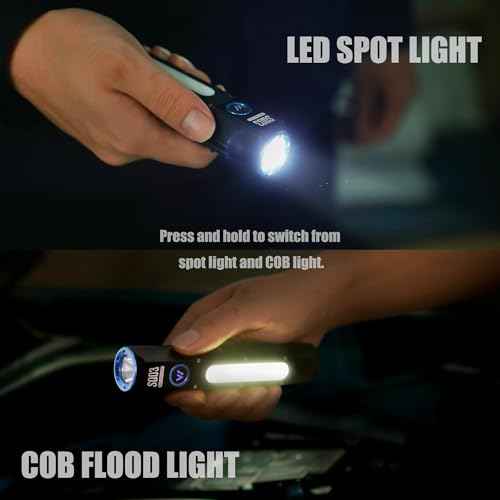 WARSUN SQ03 EDC Pocket Flashlight - Rechargeable 1000 Lumen LED Flashlight with Clip, Magnetic Base, Type-C Charging, Waterproof Aluminum Alloy Body for Camping, Hiking, Night Walks, Home Use