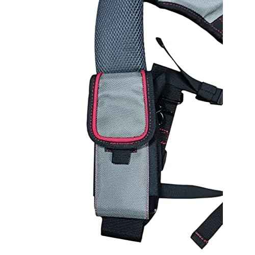 15-214 Trigger Snap Hook End Construction Work Suspender with Gel Pad Detachable Phone Holder, Black/Red