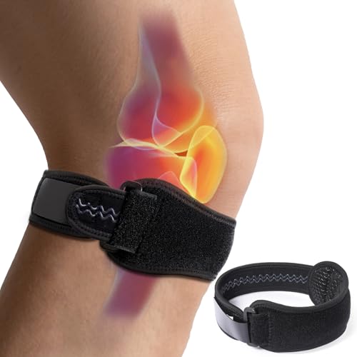 Patellar Tendon Support Strap, Adjustable Knee Support Strap Patella Band for Tendonitis, Sports, Workouts & Daily Knee Pain Relief for Men Women, Standard Fit (Fits Most) M/L, 2 Pack