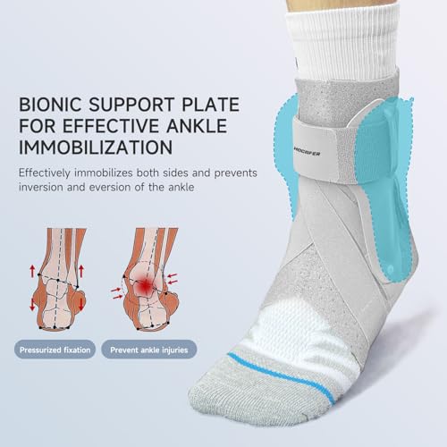 Right Ankle Brace for Women & Men - Ankle Support Sprained Ankle Brace for Achilles,Tendon,Sprain,Injury Recovery,Ankle Support Brace for Running, Basketball, Football (Grey,M,Right)