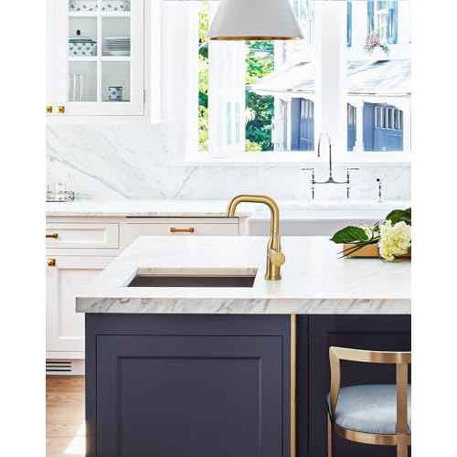 Bar Sink Faucet Single Hole: ARCORA Brushed Gold Wet Bar Faucets - Prep Sink Faucet 360 Swivel - Small Kitchen Bathroom Faucet with cUPC Supply Lines