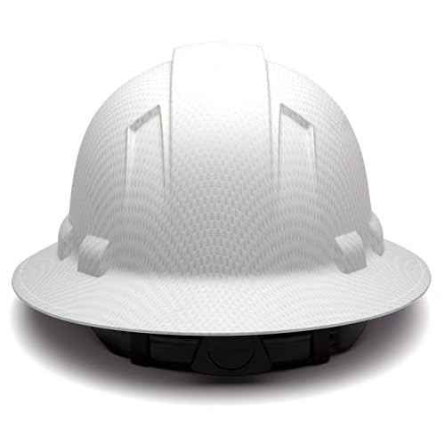 Pyramex Ridgeline Full Brim Hard Hat 4 Point Ratchet Matte White Graphite Pattern