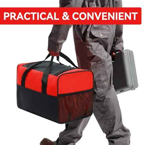 17.3" Tool Bag Organizer, Tool Bags for Men Wide Mouth,600D Oxford With 8 Exterior Pockets Double Zipper,Construction Automotive, Home Repairs,Garage Storage