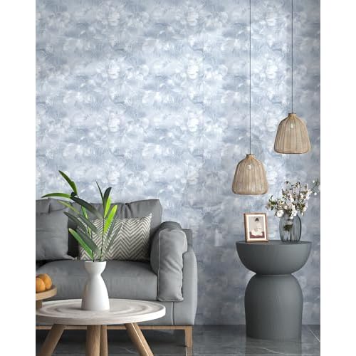 tiltil Peel and Stick Wallpaper Flower Blue and White Contact Paper Boho 17.7"x78.8" Self Adhesive Wallpaper Removable Modern Decorative Wall Paper for Bedroom Countertops Cabinet Decor Vinyl Roll