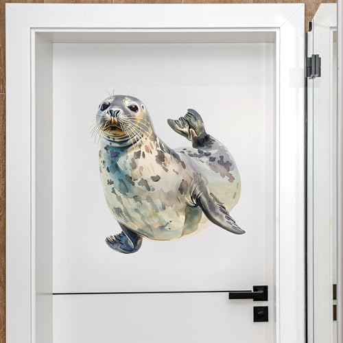 Lifelike Seal Wildlife Wall Decal Nursery Animal Wall Sticker Removable Peel and Stick Wall Art Decor for Kid Baby Classroom Preschool Living Room Playroom Bedroom School