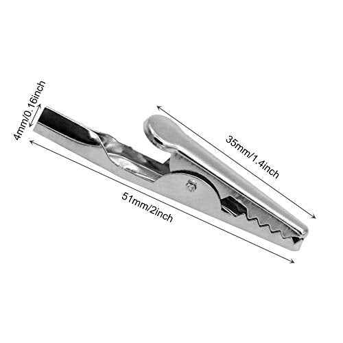 Coideal 100 Pcs Metal Alligator Clips 2 Inch, 51mm Electrical Steel Crocodile Clips Spring Clamps Silver Tone Nickel Plated