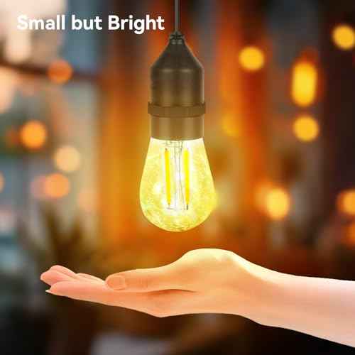 Solar Light Bulbs for Outside, Dusk to Dawn Solar Shed Light Outdoor Waterproof with Cable 9.8FT Portable Replacement Hanging Lights for DIY, Indoor, Chicken Coop, Post 2 Pack