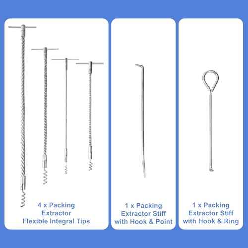 AIWFL 6pcs Packing Extractor Set Stainless Steel Packing Tool Set Flexible Packing Hook Sets