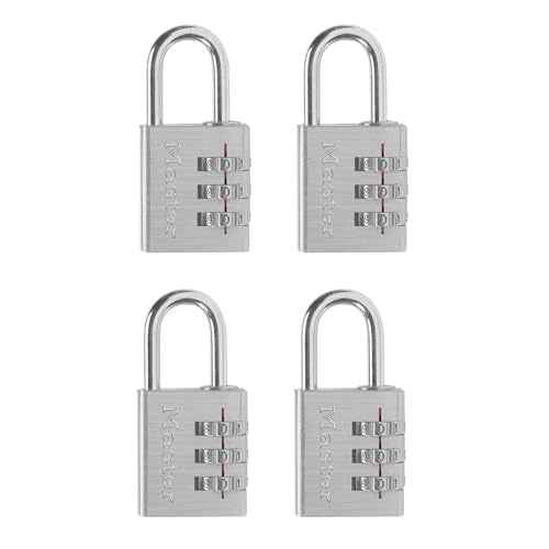 Master Lock Set Your Own Combination Lock, Aluminum, 1-3/16 in. Wide, 4 pk, 630EC4