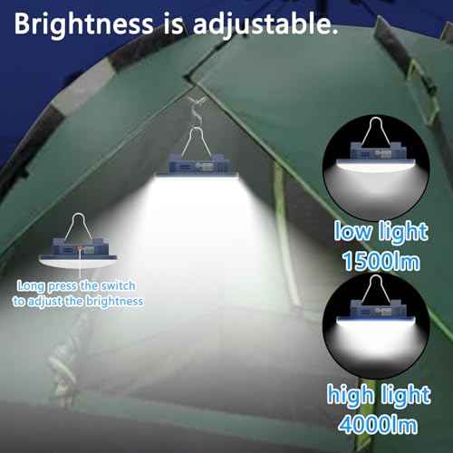 Rechargeable Camping Light TeiNewBy 4000LM 16500mAh up to 10-60 Hours Running, 5 Light Modes,LED Camping Lantern Portable,Magnetic Base for Hurricane Emergency, Outdoor, Hiking, Home and Car(80W)