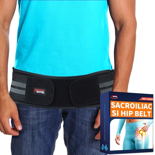 FEATOL SI Sacroiliac Belt for Sciatica Pain Relief-Extra Compression Support Hip Brace for Pelvic, Sciatica, Trochanteric, SI Joint Belt for Men Women-Large