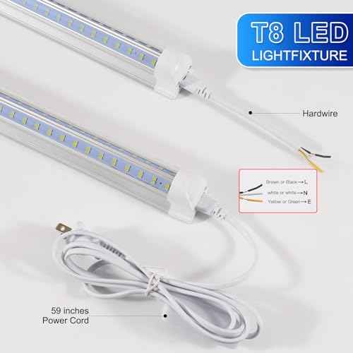 3FT Led Shop Light,3FT Lights 36W 6500K 5000LM Daylight,Led Shop Lights 110V Linkable Clear Cover Integrated V-Shape for Shop Garage Warehouse Workshop Commercial Bay Lighting(4-Pack)