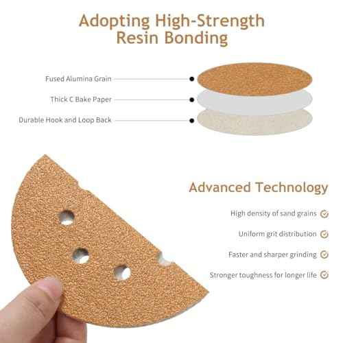 5 Inch 8 Hole Sanding Discs Hook and Loop, 50 PCS 220 Grit Sand Paper Disc for Random Orbital Sander, Gold Sandpaper Pads for Automotive and Woodworking