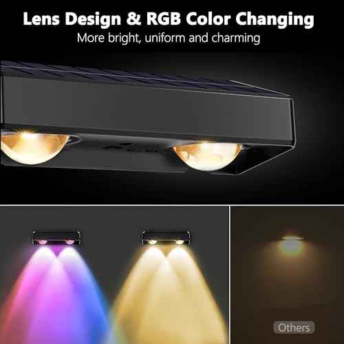 Brizled 12 Pack Solar Fence Lights, RGB + Warm White + Cool White Outdoor Solar Wall Lights, 11 Modes Color Changing Deck Light IP65 Waterproof Outdoor Lighting for Railing Wall Deck Fence Stair