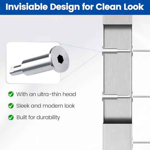 [Patent] Muzata 20 Pack 1/8" Invisible Cable Railing Kit Hardware Upgraded Hand Swage Tensioner Hidden for 2"x2" Metal Post T316 Stainless Steel Deck Cable Railing System CB40