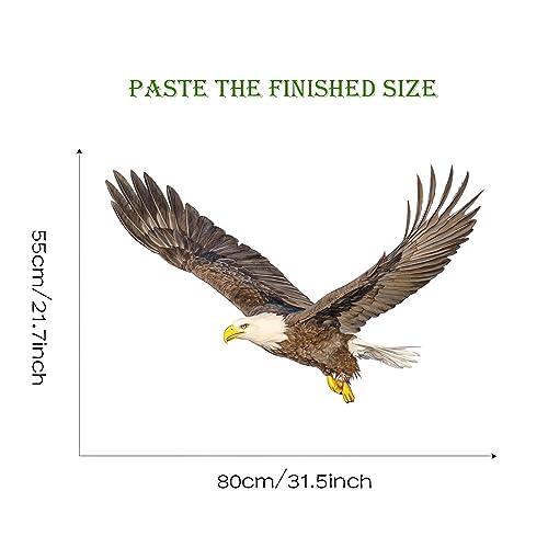 Bald Eagle Wall Stickers, sacinora Bird Animal Wall Decals Removable Vinyl Peel and Stick for Nursery Living Room Bedroom Children's Room Playroom Sofa TV Background Art Decorations