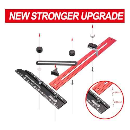 Stair Tread Template Tool, Stair Gauge Set Shelf Layout Measuring Scribe Tool for Stairs, Risers, Partitions, Self and Cutting Drywall - Red
