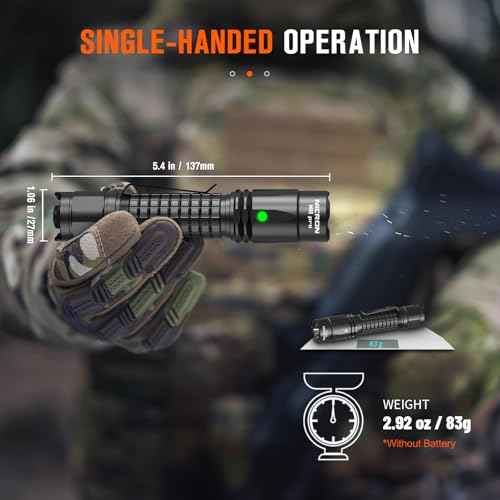 NICRON N8pro Tactical Flashlight, 1700 High Lumens Super Bright Rechargeable Flashlights with 6 Modes Double Switch, 1496ft Long Distance Powerful Flash Light, IP68 Waterproof for Patrol Duty