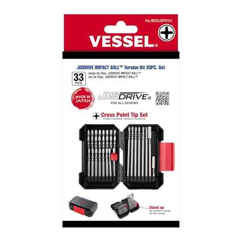 VESSEL JISDRIVE Impact Ball Torsion Bit 33PC. Set, No. IB33JSP01U Made in Japan (Cross Point Tip Set)
