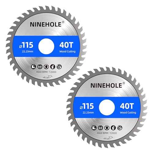2pack 4-1/2Inch 40T Circular Saw Blade with 7/8-Inch Arbor, TCT Carbide Tipped Teeth for Cutting Wood Plastic Composite Materials (Reduce Ring 5/8 inch)