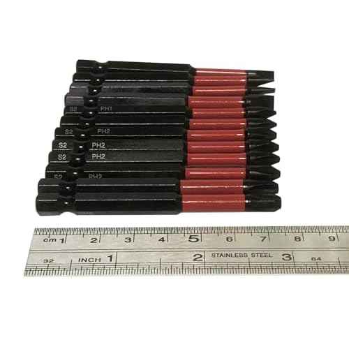 aiyun 12 Pack Magnetic Phillips Bit, 1/4 Phillips Head Screwdriver Bits S2 Steel 3 Inch Long Screw Drill Bit Set (75mm)
