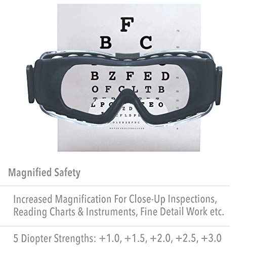 Uvex Stealth +2.0 Diopter Reading Magnifier Goggles with Uvextreme Anti-Fog Lens (S3992X)