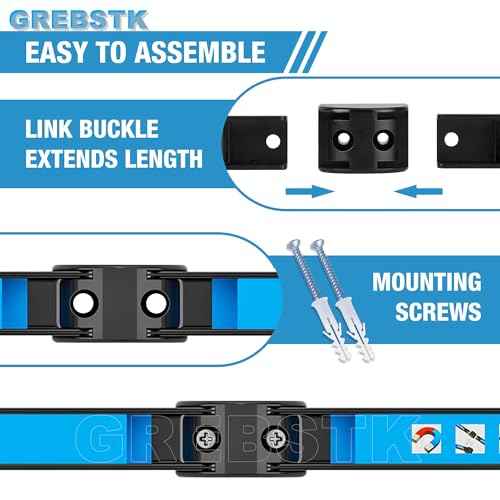 GREBSTK 24 IN Magnetic Tool Holder Strip Heavy Duty Magnetic Tool Bar Metal Tool Organizer Rack with Mounting Screws, 4PCS