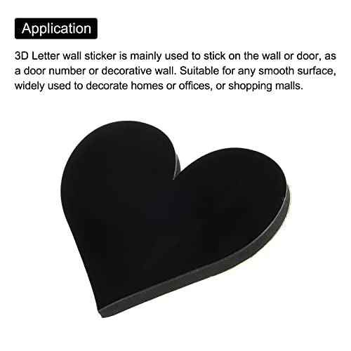 PATIKIL 3D Acrylic Alphabet Mirror Wall Stickers Symbol Heart Self-Adhesive Home Decor Letter Sign Art Sticker Decal for DIY Home Decoration Black