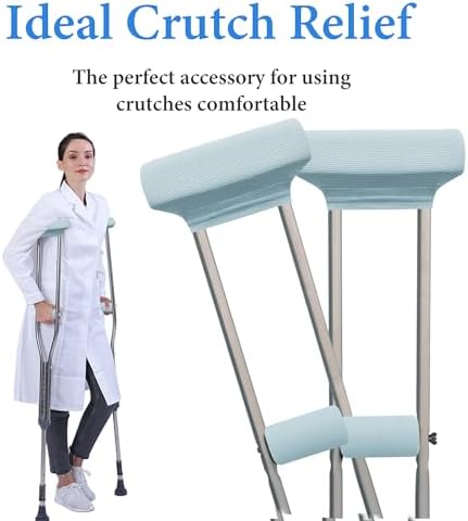 SPRING SEAON Crutches Padding Ice Silk Waffle Pattern Universal Crutch Pads for Armpits and Hand Grips Pads for Crutches Underarm Crutch Cushions Crutch Covers Pillows Crutch Accessories (Light Blue)