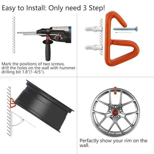 Wheel Display Hooks, Car Rim Wheel Display Hooks Solid Steel with Soft Plastic Coated Wheel Rim Hooks for Hanging Rims on The Wall